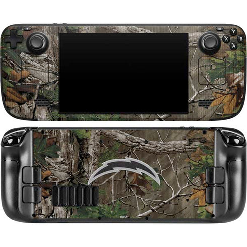 NFL Los Angeles Chargers Realtree Xtra Green Camo Steam Deck Handheld Gaming Computer OLED Skin