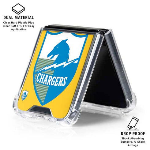 NFL Los Angeles Chargers Retro Logo Galaxy Z Flip6 Clear Case