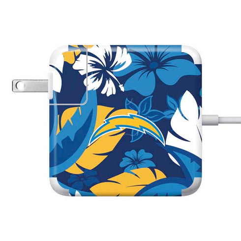 NFL Los Angeles Chargers Tropical Print 85W Power Adapter (15 and 17 inch MacBook Pro Charger) Skin