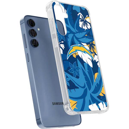 NFL Los Angeles Chargers Tropical Print Galaxy A35 5G Clear Case