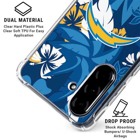 NFL Los Angeles Chargers Tropical Print Galaxy A36 5G Clear Case