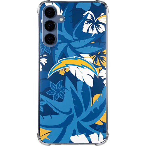 NFL Los Angeles Chargers Tropical Print Galaxy A55 5G Clear Case
