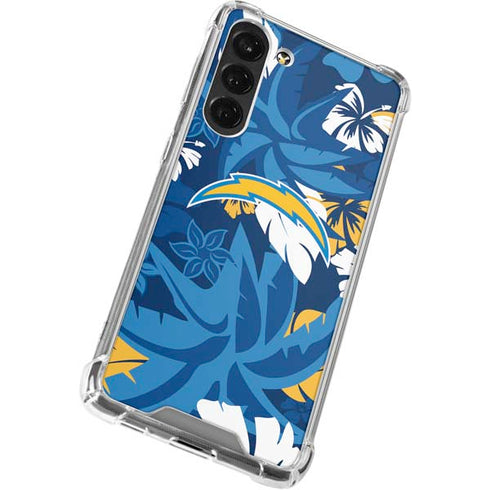 NFL Los Angeles Chargers Tropical Print Galaxy S24 FE Clear Case
