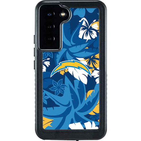 NFL Los Angeles Chargers Tropical Print Galaxy S24 Plus Waterproof Case