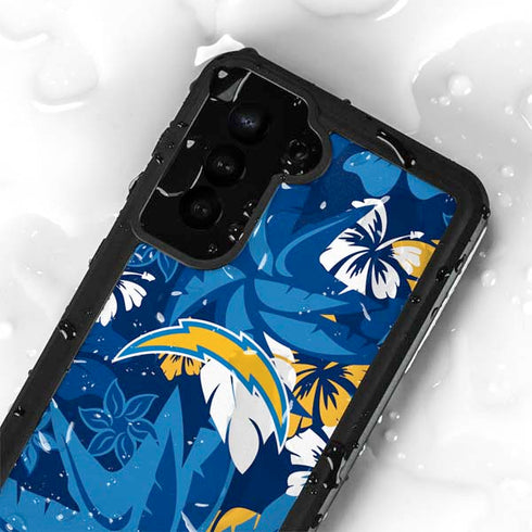 NFL Los Angeles Chargers Tropical Print Galaxy S24 Plus Waterproof Case
