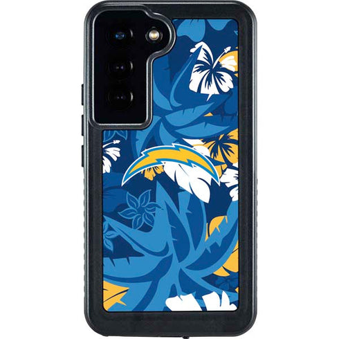 NFL Los Angeles Chargers Tropical Print Galaxy S24 Waterproof Case