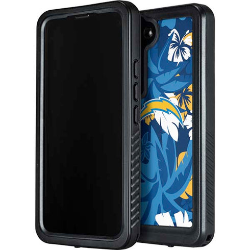 NFL Los Angeles Chargers Tropical Print Galaxy S24 Waterproof Case