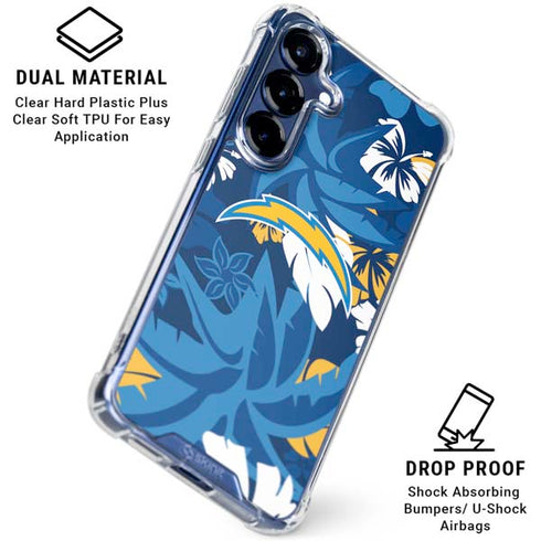 NFL Los Angeles Chargers Tropical Print Galaxy S25 Plus Clear Case