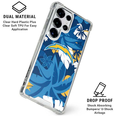 NFL Los Angeles Chargers Tropical Print Galaxy S25 Ultra Clear Case