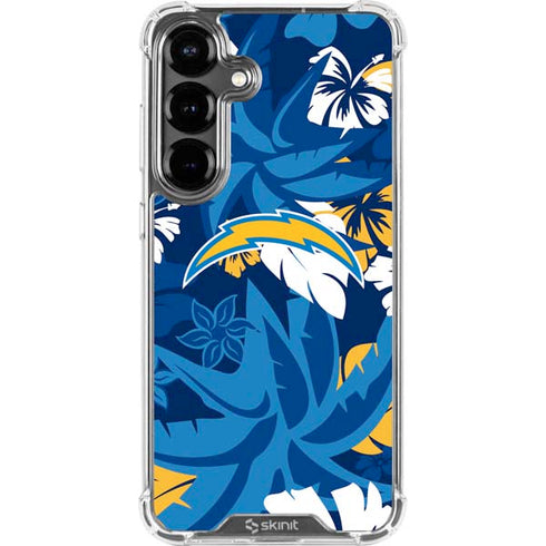 NFL Los Angeles Chargers Tropical Print Galaxy S26 Plus Clear Case