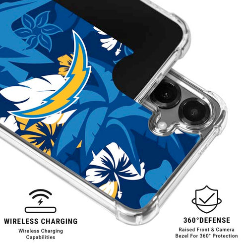 NFL Los Angeles Chargers Tropical Print Galaxy S26 Plus Clear Case