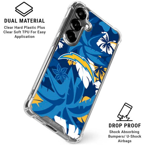 NFL Los Angeles Chargers Tropical Print Galaxy S26 Plus Clear Case