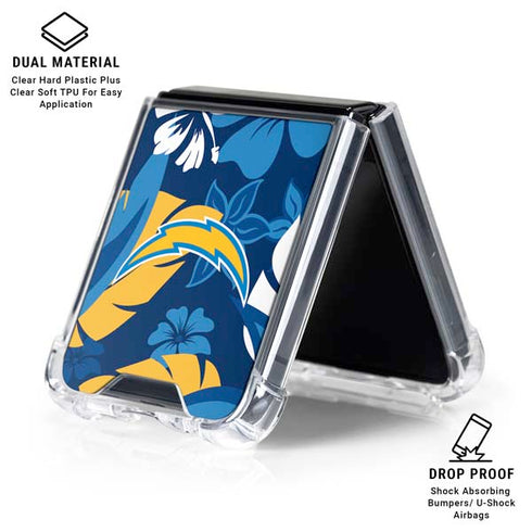 NFL Los Angeles Chargers Tropical Print Galaxy Z Flip6 Clear Case