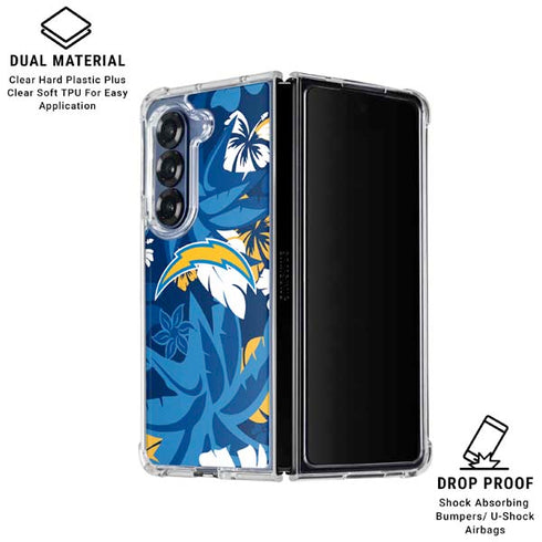 NFL Los Angeles Chargers Tropical Print Galaxy Z Fold6 Clear Case