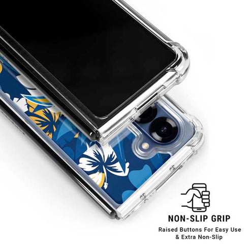 NFL Los Angeles Chargers Tropical Print Galaxy Z Fold6 Clear Case