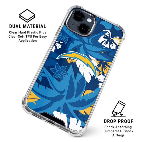 NFL Los Angeles Chargers Tropical Print iPhone 15 Clear Case