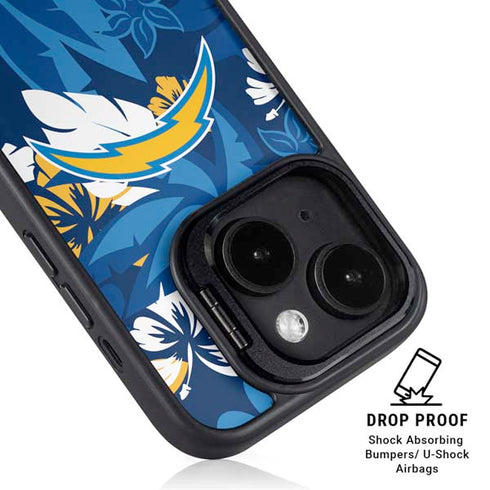 NFL Los Angeles Chargers Tropical Print iPhone 15 Kickstand Case