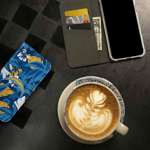 NFL Los Angeles Chargers Tropical Print iPhone 15 Plus Folio Case