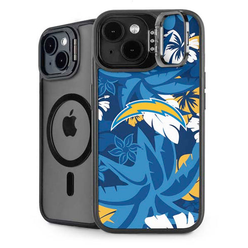 NFL Los Angeles Chargers Tropical Print iPhone 15 Plus Kickstand Case