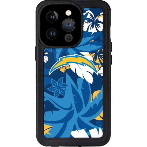 NFL Los Angeles Chargers Tropical Print iPhone 15 Pro Waterproof Case