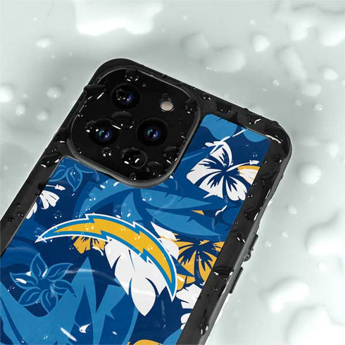 NFL Los Angeles Chargers Tropical Print iPhone 15 Pro Waterproof Case