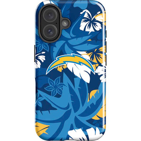 NFL Los Angeles Chargers Tropical Print iPhone 16 Plus Impact Case