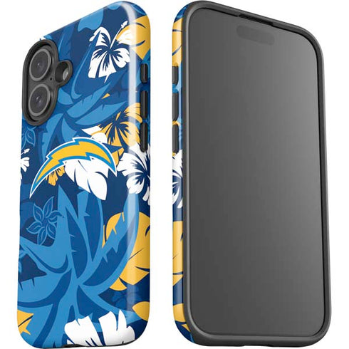 NFL Los Angeles Chargers Tropical Print iPhone 16 Plus Impact Case