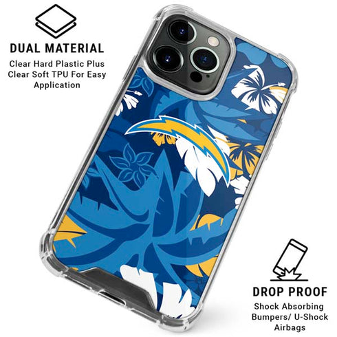 NFL Los Angeles Chargers Tropical Print iPhone 16 Pro Max Clear Case