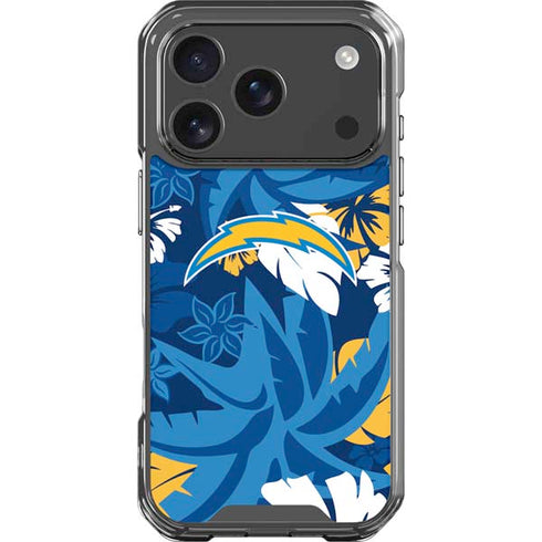 NFL Los Angeles Chargers Tropical Print iPhone 18 Pro Clear Case