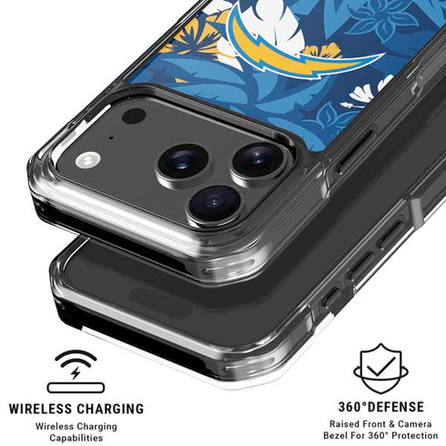 NFL Los Angeles Chargers Tropical Print iPhone 18 Pro Clear Case