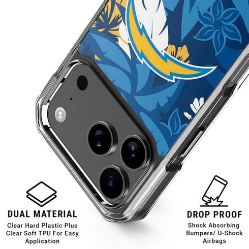 NFL Los Angeles Chargers Tropical Print iPhone 18 Pro Clear Case