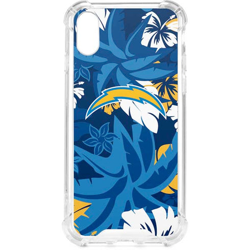 NFL Los Angeles Chargers Tropical Print iPhone XS Clear Case