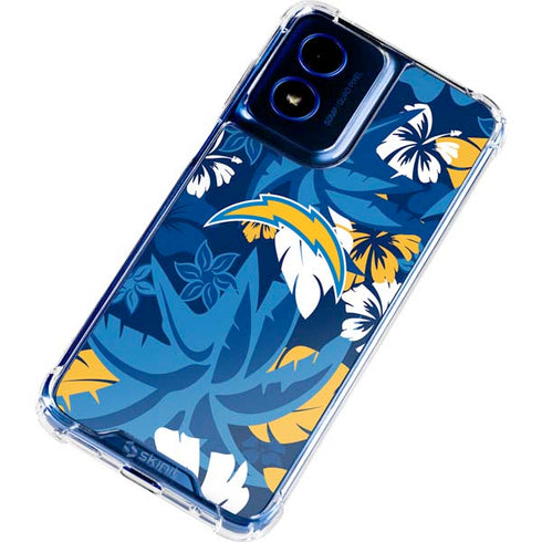 NFL Los Angeles Chargers Tropical Print Moto G 5G (2024) Clear Case