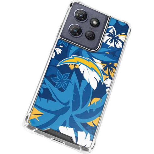 NFL Los Angeles Chargers Tropical Print Moto G Play 5G (2025) Clear Case