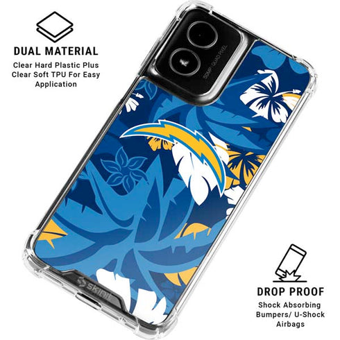 NFL Los Angeles Chargers Tropical Print Moto G Power 5G (2024) Clear Case