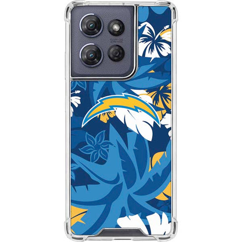 NFL Los Angeles Chargers Tropical Print Moto G Power 5G (2025) Clear Case