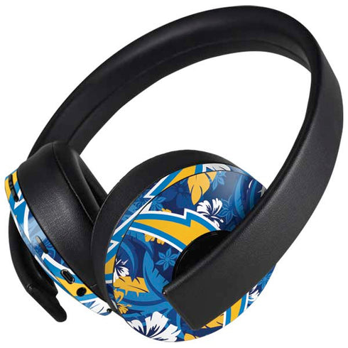 NFL Los Angeles Chargers Tropical Print PlayStation 4 Gold Wireless Headset Skin