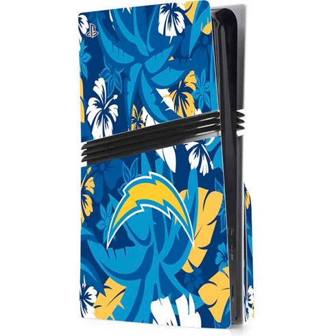 NFL Los Angeles Chargers Tropical Print PS5 Pro Disk Console Skin