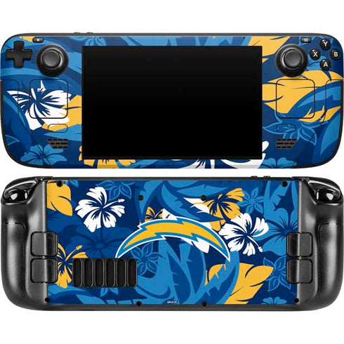 NFL Los Angeles Chargers Tropical Print Steam Deck Handheld Gaming Computer OLED Skin