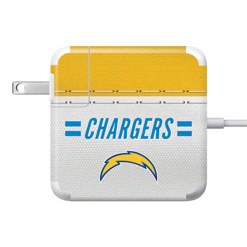 NFL Los Angeles Chargers White Striped 85W Power Adapter (15 and 17 inch MacBook Pro Charger) Skin