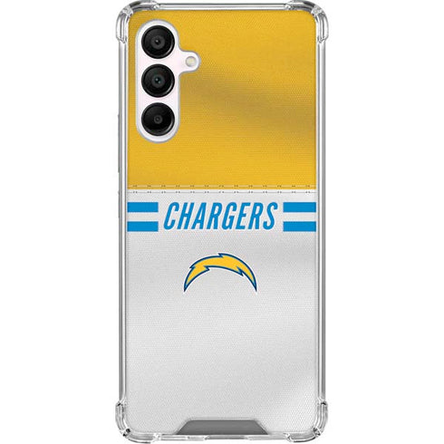NFL Los Angeles Chargers White Striped Galaxy A16 5G Clear Case