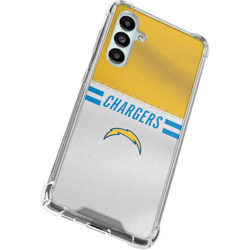NFL Los Angeles Chargers White Striped Galaxy A16 5G Clear Case
