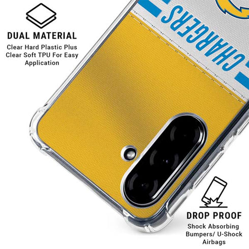 NFL Los Angeles Chargers White Striped Galaxy A36 5G Clear Case