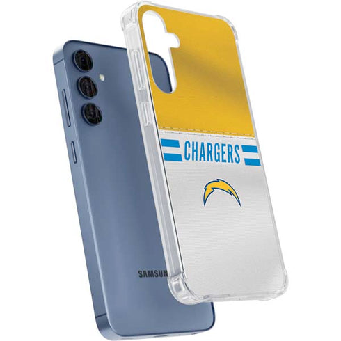 NFL Los Angeles Chargers White Striped Galaxy A55 5G Clear Case