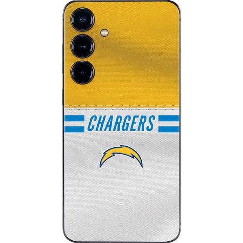NFL Los Angeles Chargers White Striped Galaxy S25 Plus Skin
