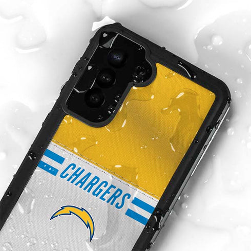 NFL Los Angeles Chargers White Striped Galaxy S24 Plus Waterproof Case