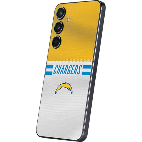NFL Los Angeles Chargers White Striped Galaxy S25 Skin