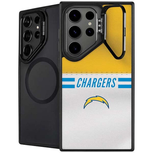 NFL Los Angeles Chargers White Striped Galaxy S25 Ultra Kickstand Case
