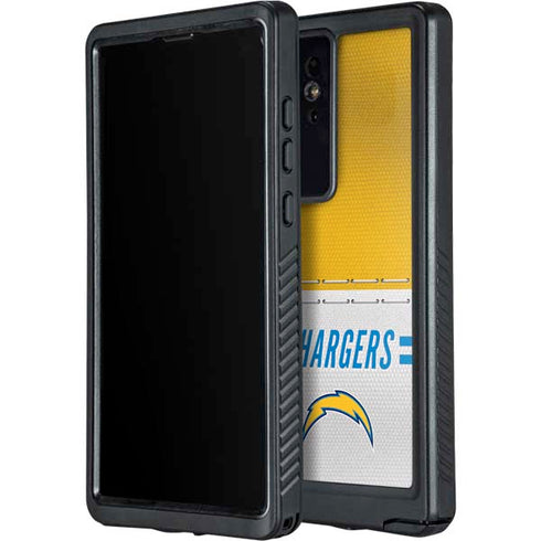 NFL Los Angeles Chargers White Striped Galaxy S24 Ultra Waterproof Case