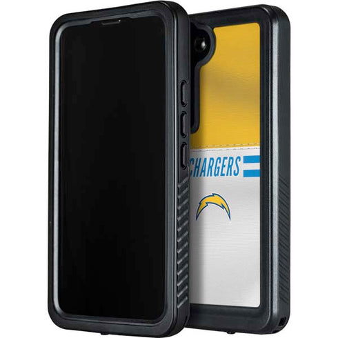 NFL Los Angeles Chargers White Striped Galaxy S24 Waterproof Case
